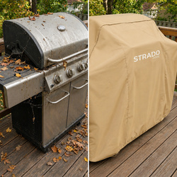 Pokrowiec na grill 190x71x117 cm wodoodporny ochrona UV beżowy