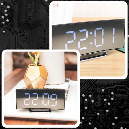 Elektronické digitálne LED hodiny budík s teplomerom, biely