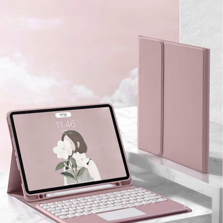 Etui pokrowiec z klawiaturą touchpad do iPad Pro 13 2024 M4 7 GEN., różowe