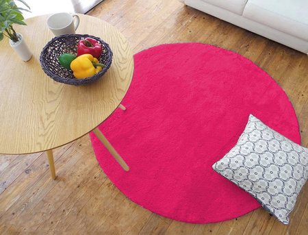 Dywan Okrągły Rabbit futro królika antypoślizgowy miękki loft 90x90, różowy