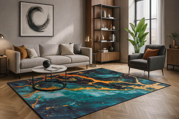 NOVO Strado modern carpet for living room marble pattern velvet Malachite 200x300 cm