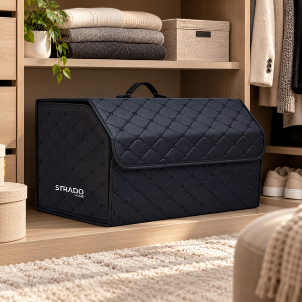 Folding large organizer for car trunk quilted trunk bag tote for shopping and tools