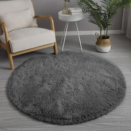 Shaggy Strado 300x300 GreyNight round carpet (Dark Gray)