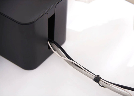 Pojemnik na kable Duży pudełko organizer na kable listwy biurko XXL, czarny