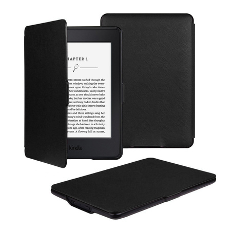 Etui do Kindle Paperwhite 1 2 3, czarne - ochronne z podstawką, dostęp do portów i przycisków