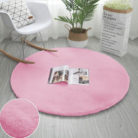 Dywan okrągły Rabbit 80x80 cm, różowy SakuraPink - pluszowy do salonu