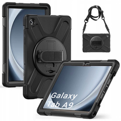 Etui Armor z uchwytem paskiem do Samsung Galaxy Tab A9 8.7 / Galaxy Tab A9 X110, czarne - ochronne z podstawką
