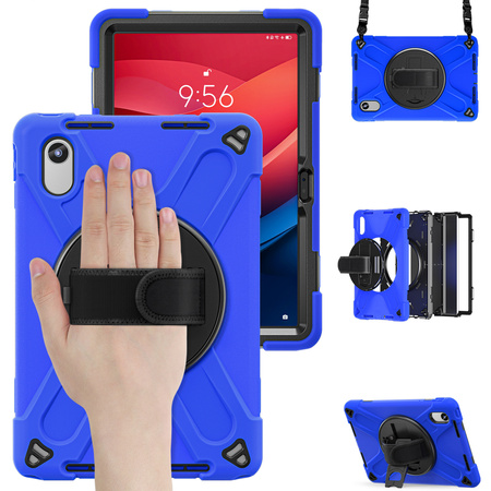 Etui Armor Strap do Lenovo Tab M11, granatowe - ochronne z podstawką, dostęp do portów i przycisków
