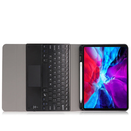 Etui kolorowe z klawiaturą, myszką do Apple iPad Air 4 11 Pro / Air 4 10.9, czarne - ochronne z podstawką