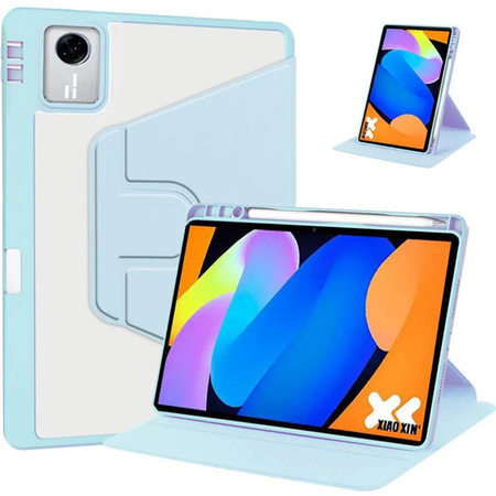 Puzdro otočné Clear na Lenovo Idea Tab 11 2025, modré - ochranné so stojanom