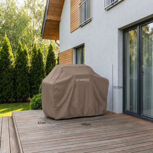 Pokrowiec na grill 145x61x117 cm wodoodporny ochrona UV brązowy