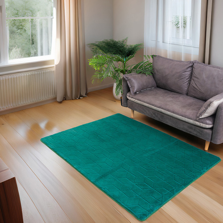 STRADO Rabbit 3D plush soft like rabbit anti-slip rug 160x230 BottleGreen