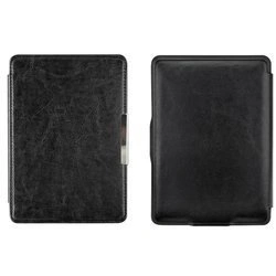 Etui Smart Skóra do Kindle Paperwhite 1 2 3, czarne - ochronne z podstawką, dostęp do portów i przycisków