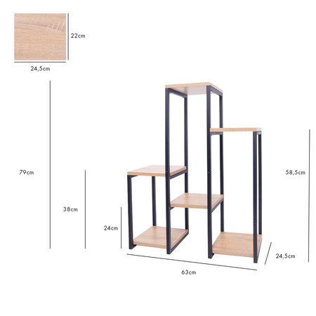 PANORAMA 6 level metal standing flower stand - elegant flower and plant stand OAK