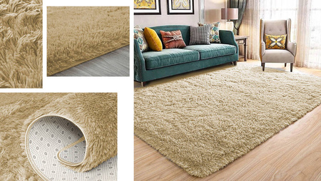Shaggy Strado room carpet 200x200 CappuccinoCamel (Light brown)