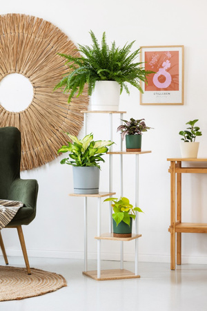 Kwietnik metalowy na kwiaty stojący wysoki 5 poziomów duży 106cm XL PALACE, biały