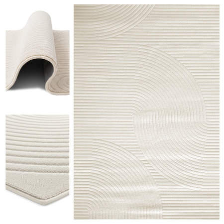 Dywan 160x230 do salonu pętelkowy duży japandi nowoczesny ciężki gruby POLO - Path Grey (Szary)