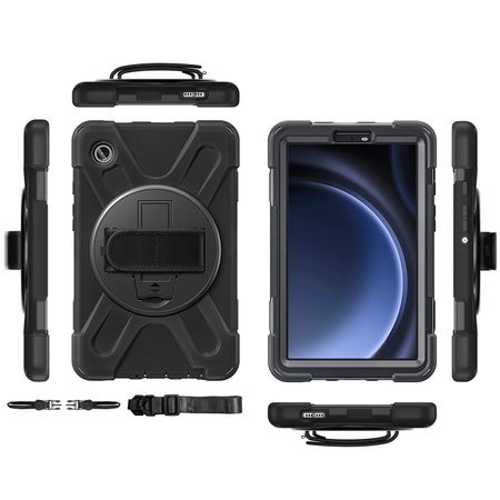 Puzdro pancierové Shockproof na Samsung Galaxy Tab A9 8 / 8.7 2023, čierne - ochranné so stojanom