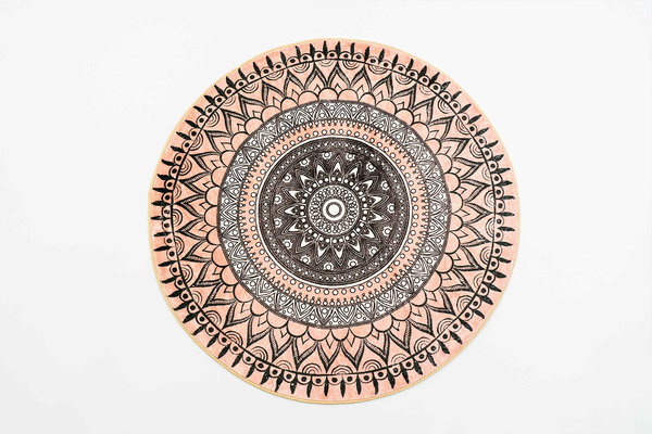 NOVO Strado round rug modern beige torte pattern for living room Aztec 160x160 cm