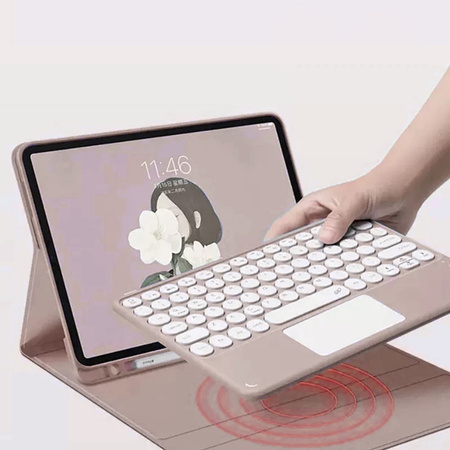 Etui z klawiaturą Bluetooth touchpad do Samsung Galaxy Tab A9 8.7 X110/X115, różowe