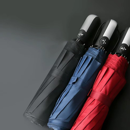 Folding vinyl automatic umbrella AU20 Black Silver durable all-weather design