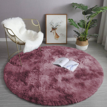 Dywan okrągły Shaggy Ombre 120x120 cm, czerwony - pluszowy do salonu