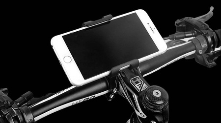 Pevný kovový držiak na telefón na riadidlá bicykel kolobežka solídny, čierny