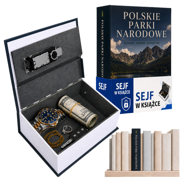 Sejf książka metalowa skrytka kasetka na pieniądze klucze biżuterię zegarki - Polskie Parki