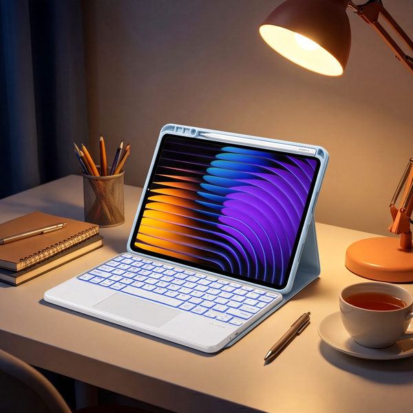 Etui z klawiaturą do Xiaomi Pad 7 / Pad 7 Pro 11.2 na rysik / Xiaomi Pad 7 Pro, niebieskie - ochronne z podstawką