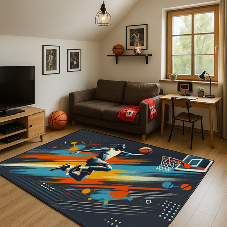 3D Strado BasketBall carpet 120x170 cm modern with 3D pattern for gamer's room
