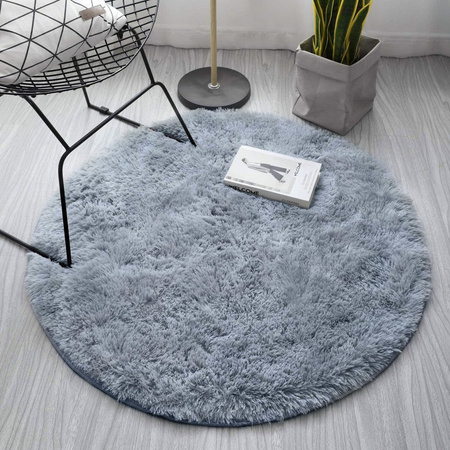 Shaggy Strado 90x90 SilverFur Round Carpet (Light Gray)