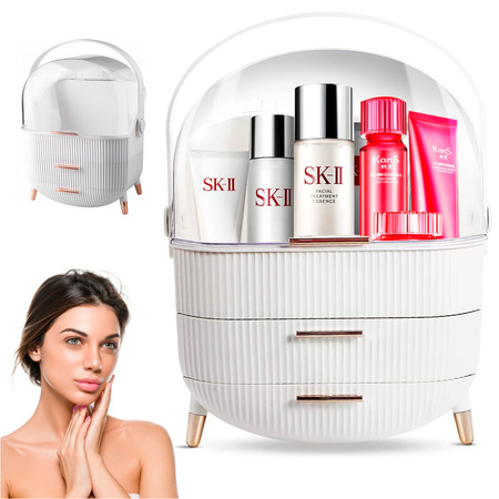 Casket organizer trunk for cosmetics jewelry (White)