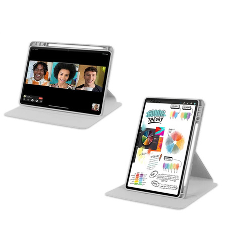 Puzdro otočné Clear na Lenovo Idea Tab 11 2025, sivé - ochranné so stojanom