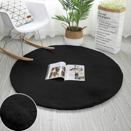 Rabbit Strado 150x150 Black round rug (Black)