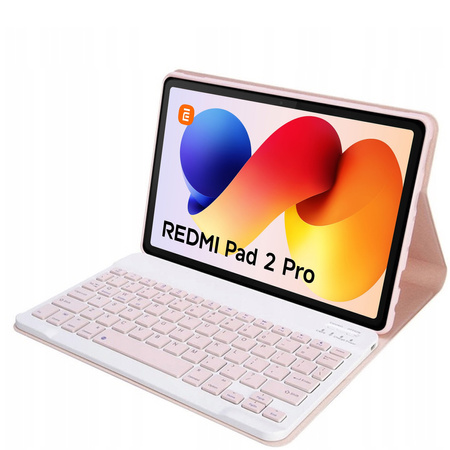 Etui z klawiaturą Bluetooth do Redmi Pad 2 PRO 2025, różowe