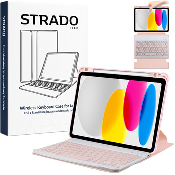 Puzdro 360 s klávesnicou na Apple iPad 10.9 2022 Gen. 10 / 11 2025 A16 Gen. 11 / Apple iPad 11 2025 / Apple iPad 10 2024, ružové - ochranné