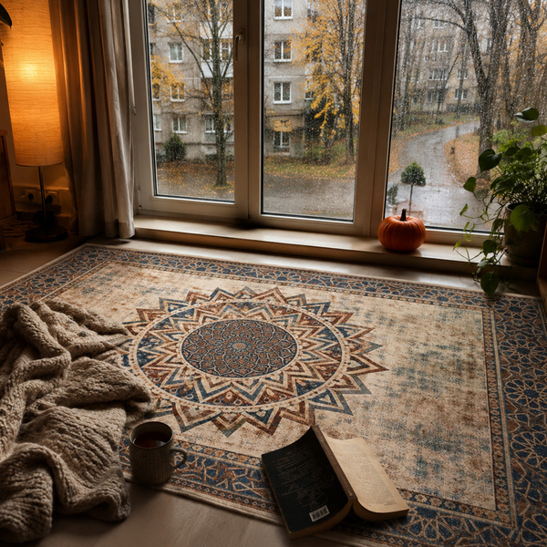 Dywan Mandala do salonu 160x220 orientalny NOVO antypoślizgowy miękki soft
