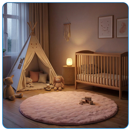 Dywan okrągły Rabbit Bubble 120 cm - miękki puszysty dywan do salonu i sypialni - różowy