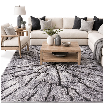 NOVO Strado modern tree trunk carpet for living room delicate grey velvet pattern Grey Trunk 200x300 cm