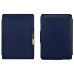 Etui Smart Skóra do Kindle Paperwhite 1 2 3, granatowe - ochronne z podstawką, dostęp do portów i przycisków