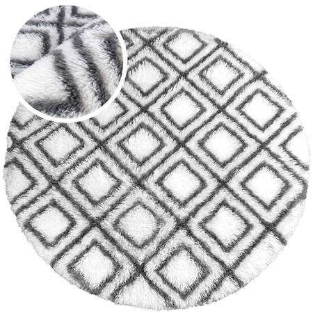 Dywan okrągły do salonu shaggy DECOR antypoślizgowy miękki puszysty 120x120 White Cube