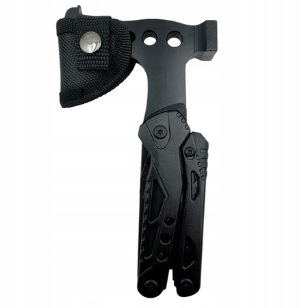 Wielofunkcyjny Multitool Narzędzie siekiera szczypce Survivalowy scyzoryk, czarny