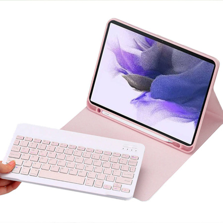 Etui z klawiaturą Bluetooth do Galaxy Tab A8 10.5 SM / X200, różowe - ochronne z podstawką