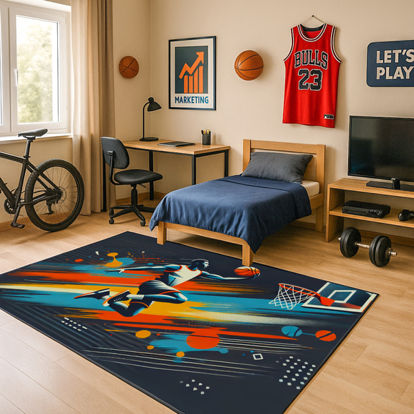 3D gaming carpet Strado BasketBall 140x200 cm modern with sports theme for youth room