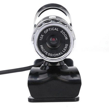 Kamera internetowa mikrofon do lekcji pracy video PC laptop A859 z uchwytem, czarna