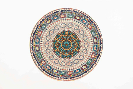 Dywan okrągły NOVO Strado nowoczesny beżowy deliktany wzór do salonu Orientalny 150x150 cm