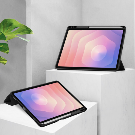 Puzdro Clear Pencil na Samsung Galaxy Tab S11 11 SM SMX736 s klapkou, čierne - ochranné
