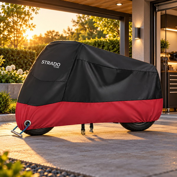 Pokrowiec na motocykl skuter 2 rowery 245x105x125 cm wodoodporny czarno-czerwony