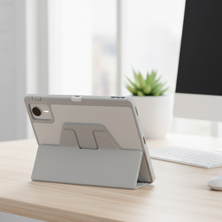 Puzdro otočné Clear na Lenovo Idea Tab 11 2025, sivé - ochranné so stojanom