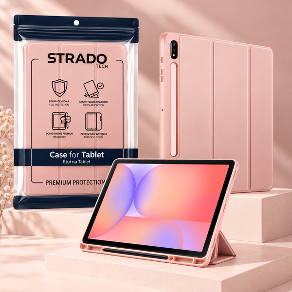 Etui do Galaxy Tab S10 Lite 10.9/S10 FE/S9 FE/ S9/ S8 z miejscem na rysik - różowe